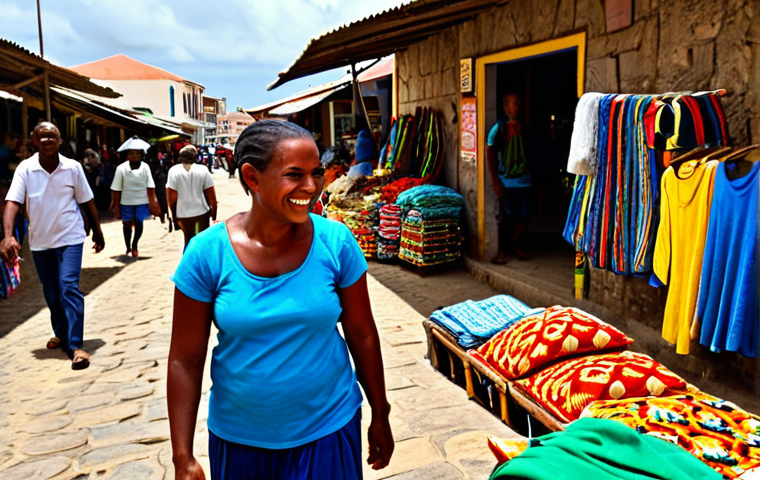 **
"A bustling marketplace in Praia, Cape Verde during the daytime. Focus on the vibrant colors of textiles and produce. A fully clothed tourist is carefully holding their bag close, but smiling and interacting with a friendly vendor. The scene is generally safe and well-lit. Appropriate content. Safe for work. Perfect anatomy of all people depicted. Professional quality, high resolution, natural pose, modest clothing."
**