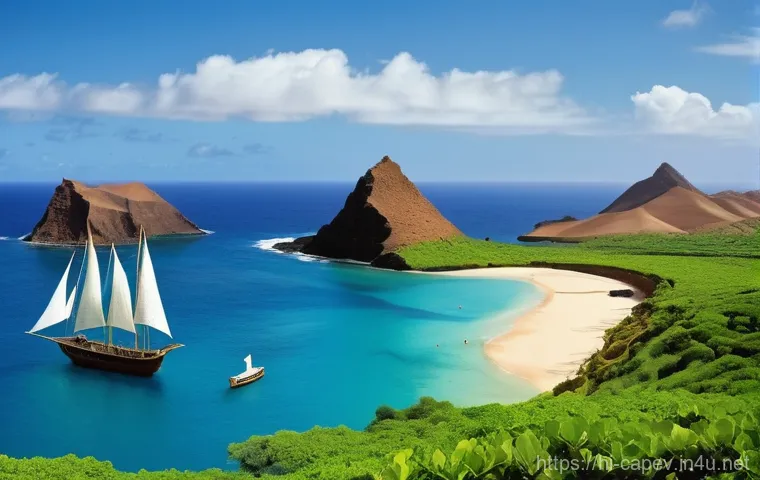 카보베르데 독립운동 역사 - **Prompt 1: The Arrival of Colonizers in Serene Cape Verde**
"A picturesque 15th-century Cape Ve...